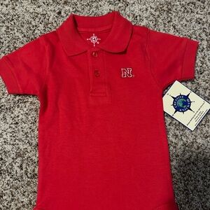 NWT Nebraska Huskers Polo Onesie- 6-9 months